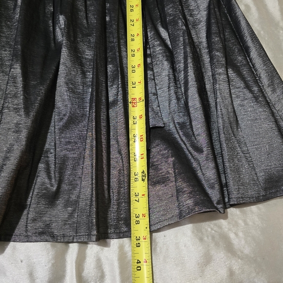 Tommy Hilfiger Metallic Dark Silver Stretch Taffeta Fit & Flare Dress - Picture 12 of 14